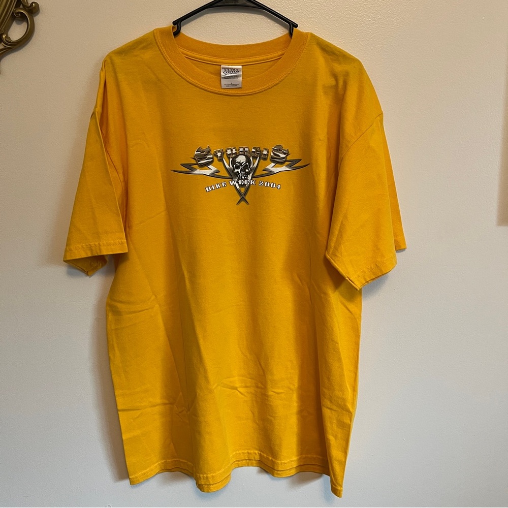 Orange Sturgis t shirt Size L - Gildan heavyweight tag
